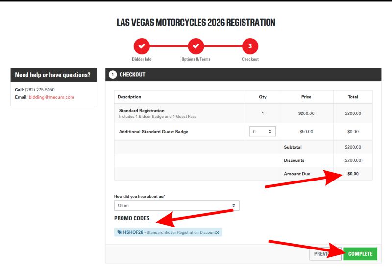 Screenshot of the final checkout confirmation