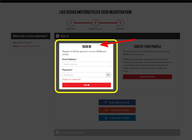 Screenshot of MyMecum sign-in and social login options