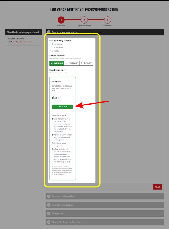 Screenshot of the Bidder Information form